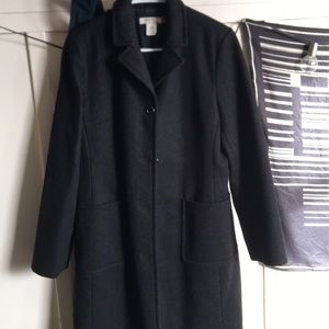 J Crew Wool black modern Trench Coat Small